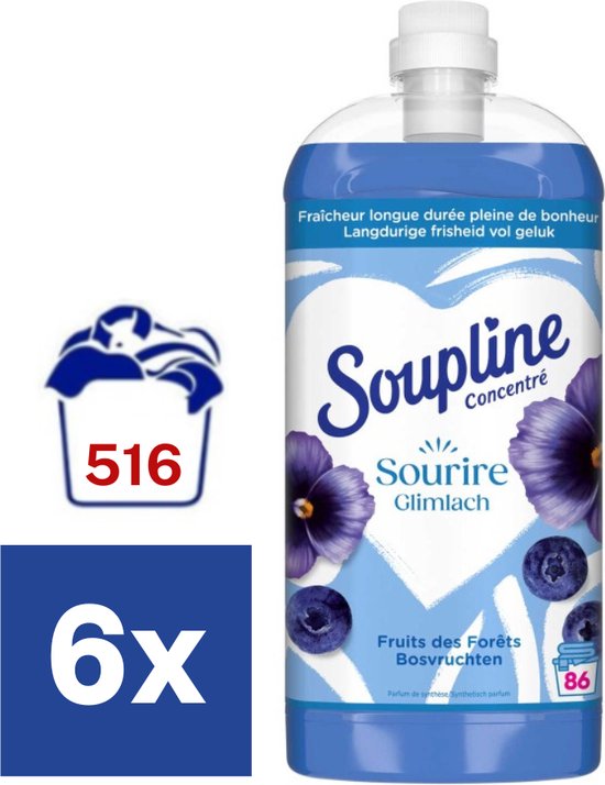 Adoucissant Soupline Sourire & Fruits des Bois - 6 x 2 l (516 lavages)