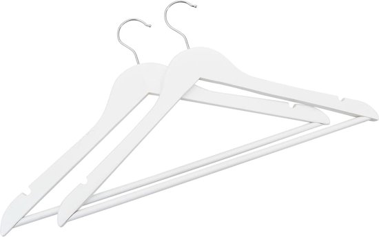 The Living Store Ensemble de Cintres en Bois Dur et Métal - 44,5 x 0,6 x 23 cm - Wit