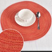 Set van 4 45 cm rode ronde gevlochten wasbare placemats