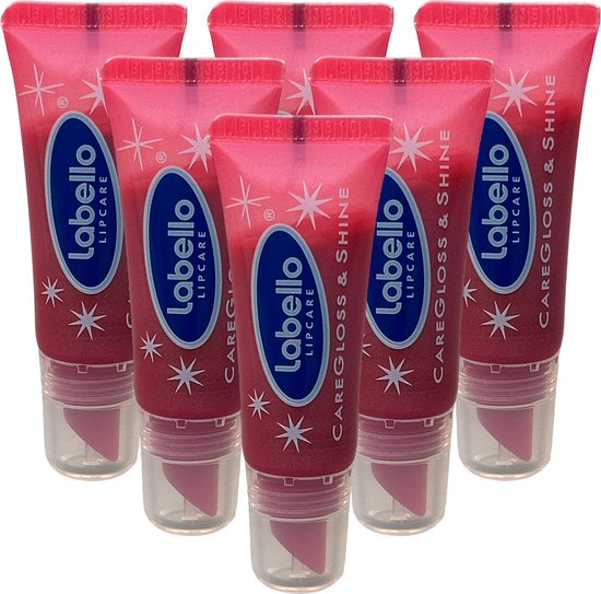 Labello Lipcare CareGloss & Shine Pink Lip Balm/Gloss 10ml x 6