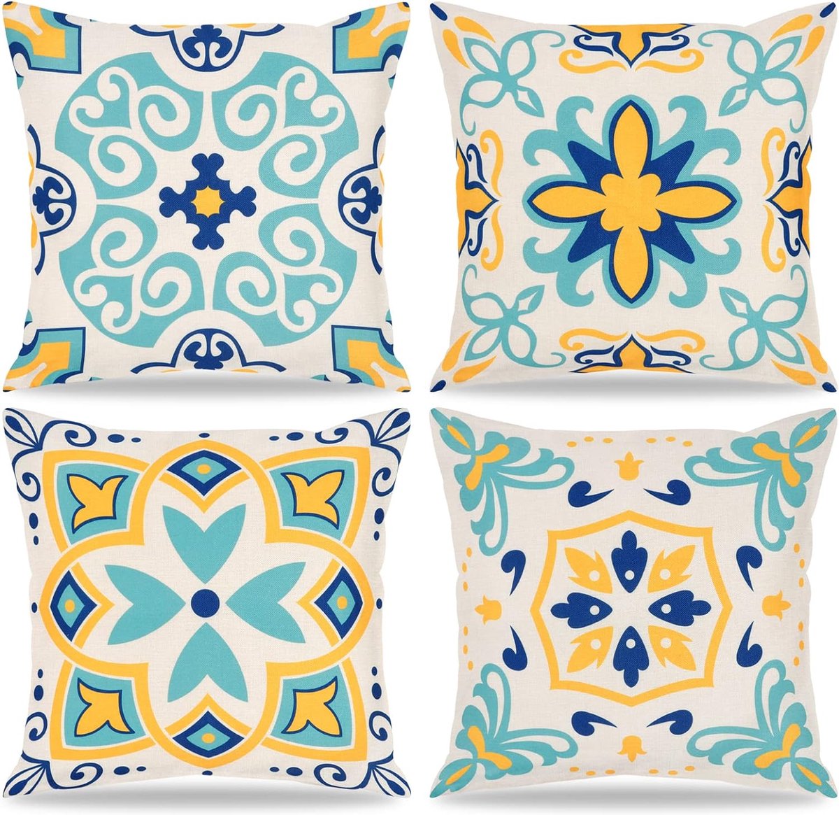 Kleurrijke bloemen vogel outdoor kussenslopen 45 x 45 cm sierkussenslopen set van 4 45 x 45 cm decoratieve kussenslopen met onzichtbare rits, fluwelen kussenslopen voor slaapbank, stoel, slaapkamer, woonkamer