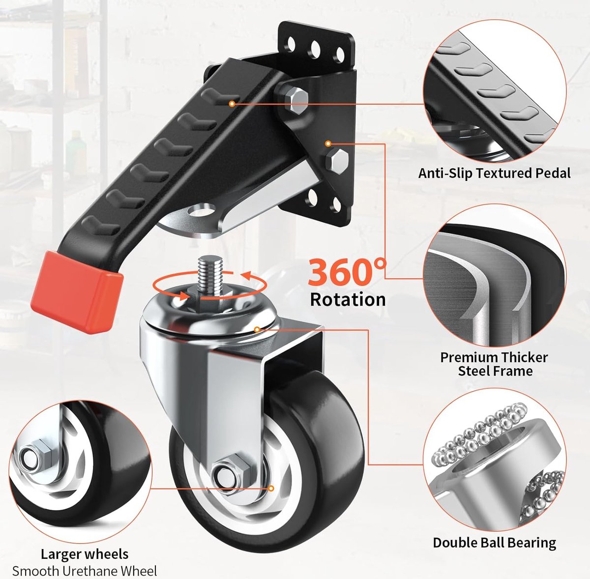 Système de ROULETTES RETRACTABLES pour ETABLI 