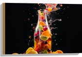 Hout - Fles - Eten - Fruit - Spetters - Kleuren - 60x40 cm - 9 mm dik - Foto op Hout (Met Ophangsysteem)