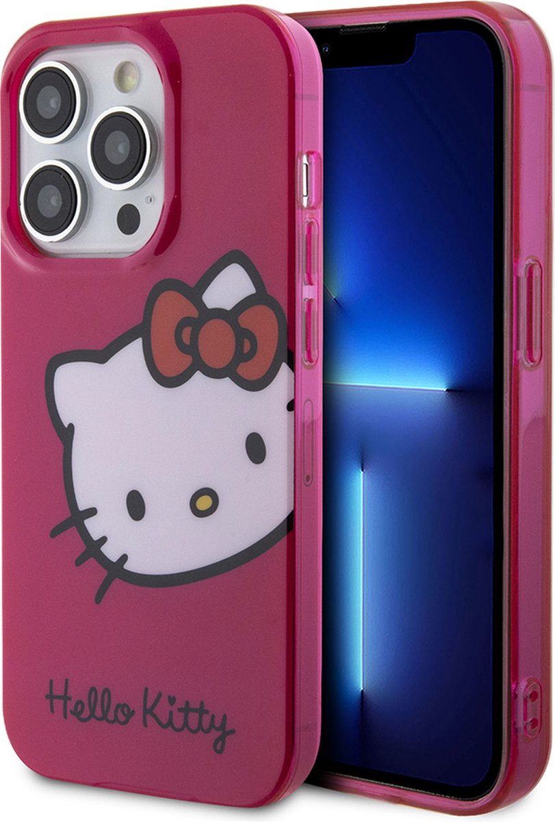 iPhone 14 Backcase hoesje - Hello Kitty - Effen Roze - TPU (Zacht)