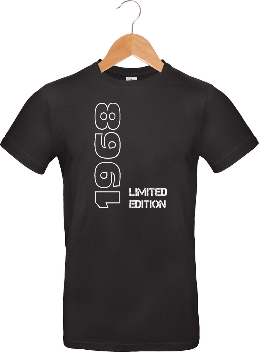 Limited Edition 1968 - T-shirt - 100% katoen - leeftijd - geboortejaar - verjaardag en feest - cadeau - kado - unisex - zwart - maat S