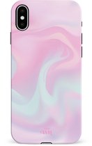 xoxo Wildhearts Sugar Rush - Double Layer - Roze hoesje geschikt voor iPhone X / Xs hoesje - Stevige case geschikt voor iPhone X / Xs - Marmer hoesje beschermhoes - Roze telefoonhoesje