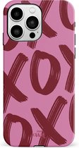 xoxo Wildhearts Can't Talk Now Pink - Double Layer - Roze hoesje geschikt voor iPhone 14 Pro Max hoesje - Hardcase shockproof hoesje - Beschermhoesje roze geschikt voor iPhone 14 Pro Max - Roze