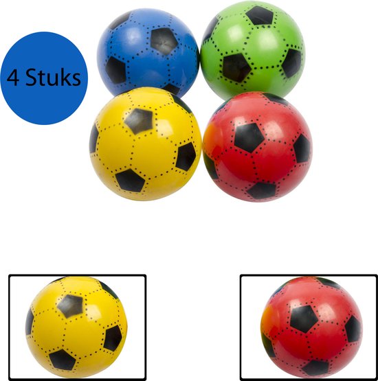 Foto: Plastic voetbal 4 stuks kinderen verschillende kleuren rood blauw groen geel 23cm 90 gram