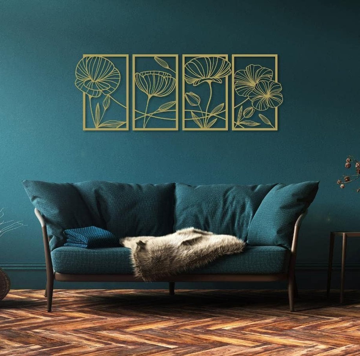 DETENE 4 Stks 3D Houten Bloemen Muur Decor ingelijst Boho Wall Art Beboste Minimalistische Botanische Wall Art voor Vintage Boerderij Thuis Keuken Muur Decor