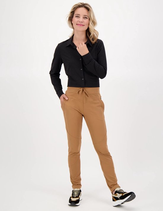 Bruine Broek/Pantalon van Je m'appelle - Dames - Travelstof - Maat 44 - 3 maten beschikbaar