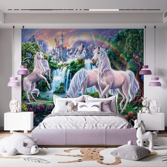 Walltastic – Unicorn Paradise Posterbehang – Kinderbehang - XXL (305 x 244 cm) – 6 Panelen