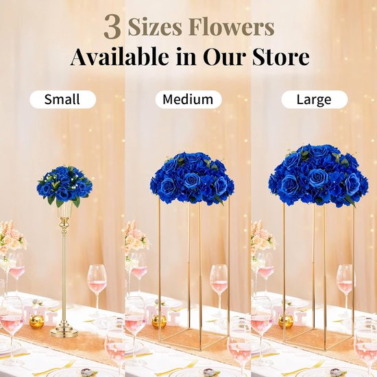 DUYONE Kunstbloemen, levensechte hortensia's, 3 stuks, 56 cm, grote kunstbloemen die echt aanvoelen, geschikt voor buiten, bruiloften, kerst, kantoor, woonkamer, tafeldecoratie - Blauw
