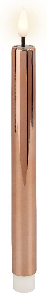 Lumineo - LED dinerkaars - Koper - 2 stuks - Flikkerende vlam - LED kaars met timer - Plastic kaars - Op batterij - 24 cm - Veilig & Duurzaam