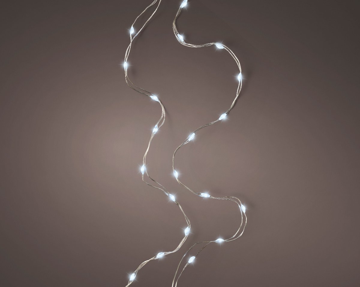 Lumineo - MicroLED string BO l95 cm zilver/wt kerst