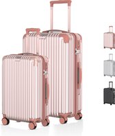 Voyagoux® - Set de valises de voyage S/L - Valises - 2 pièces - Valise de voyage à roulettes - Or rose - Serrure TSA