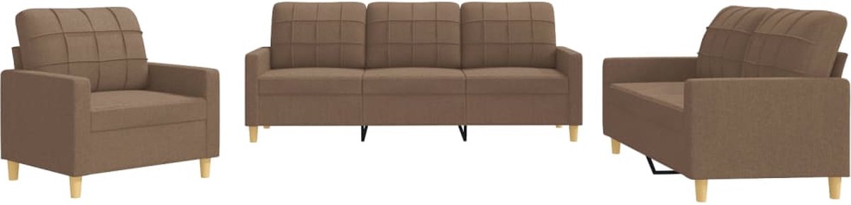 vidaXL - 4-delige - Loungeset - met - kussens - stof - bruin