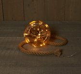 1x stuks verlichte glazen kerstballen aan touw met 15 lampjes goud/warm wit 18 cm - Decoratie kerstballen met licht