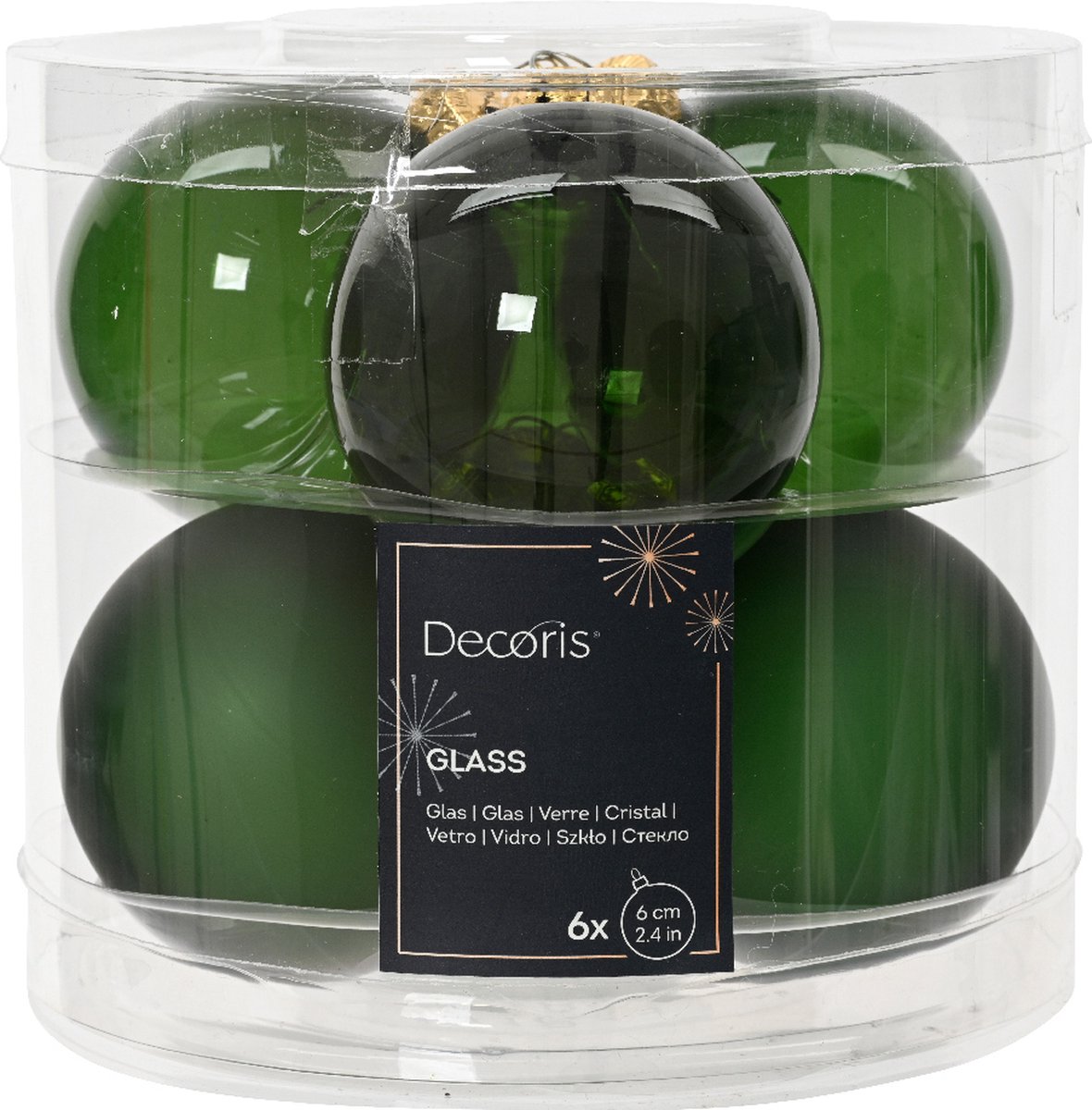 Bol.com Kerstbal glas d6 cm dennengroen 6st kerst aanbieding
