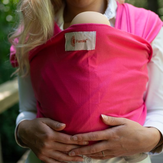 Famke® Draagdoek Roze - Rekbaar - Biologisch Katoen - Ergonomisch - Draagzak - Tot 15KG