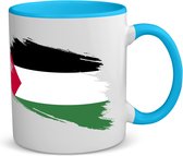 Akyol - palestina vlag koffiemok - theemok - blauw - Palestina - mensen die liefde willen geven aan palestina - degene die van palestina houden - supporten - oorlog - verjaardagscadeautje - gift - geschenk - kado - 350 ML inhoud