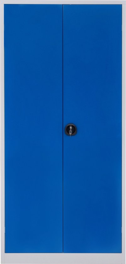 Furni24 archiefkast, met 5 vakken, compleet gemonteerd, 195x92x42cm, stalen vleugeldeurkast, afsluitbare locker, blauw