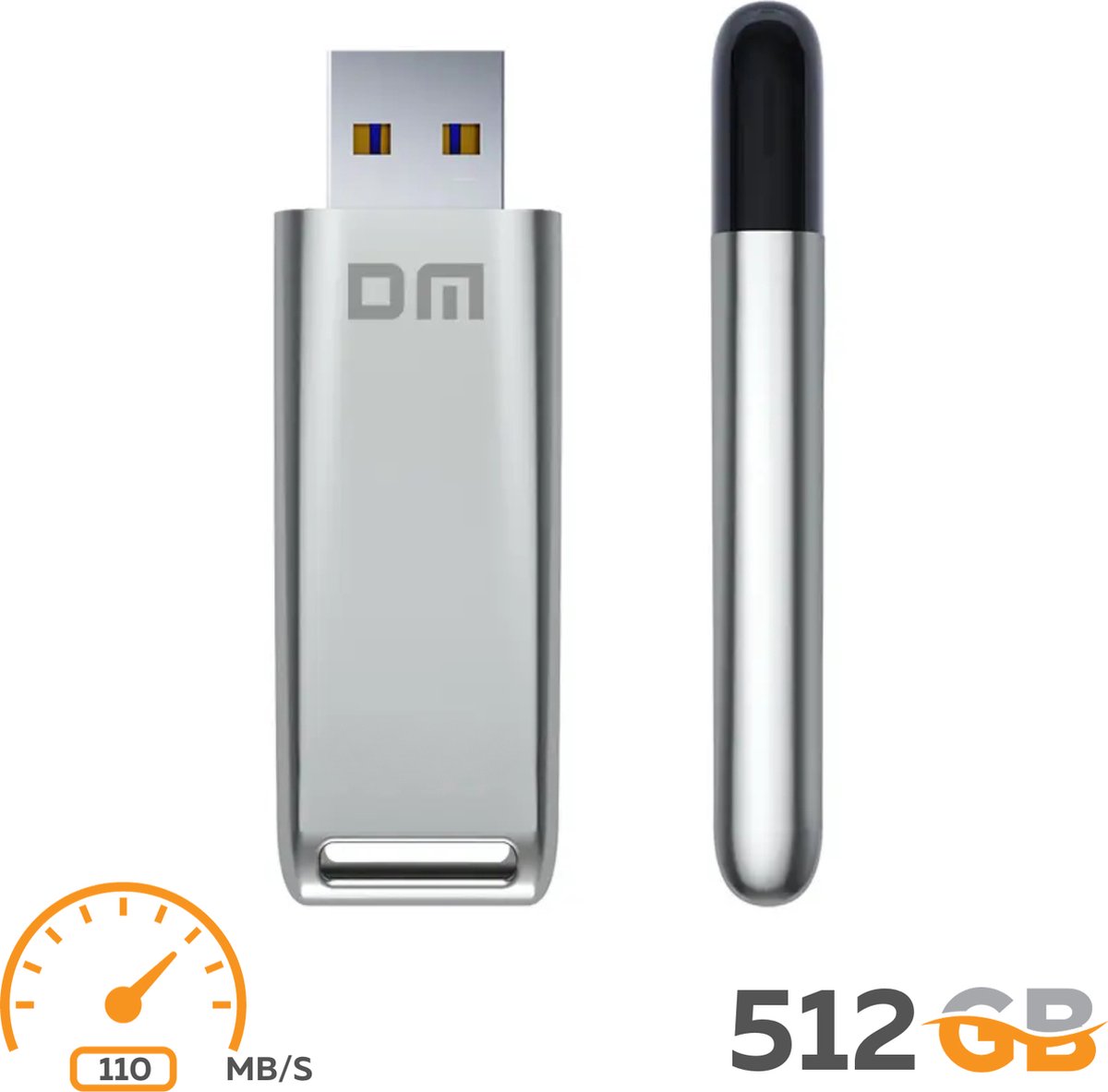 Clé USB 512 Go - Clé USB3.2 rapide - 110 Mo/s - Flash - Windows