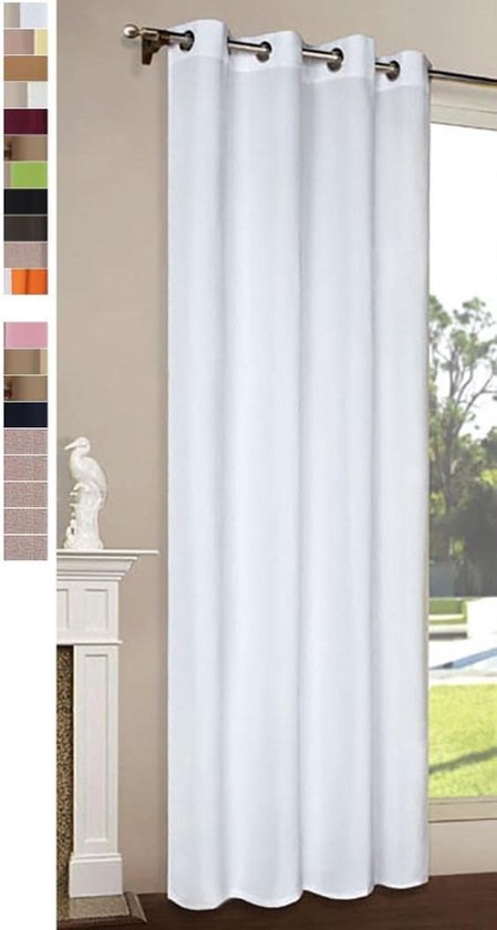Rideau rideau opaque avec oeillets micro satin, mat, 245x140, blanc | bol