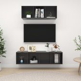 The Living Store TV-meubelset - Hoogglans grijs - Spaanplaat - 37 x 37 x 107 cm / 37 x 37 x 142.5 cm
