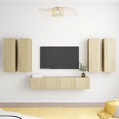 The Living Store Televisiewandmeubelset - Sonoma eiken - Montage vereist - 2x 80x30x30cm + 4x 30.5x30x90cm