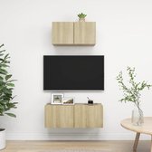 The Living Store Televisiemeubelset - Wandmontage - 60x30x30cm - 80x30x30cm - Sonoma Eiken - Spaanplaat