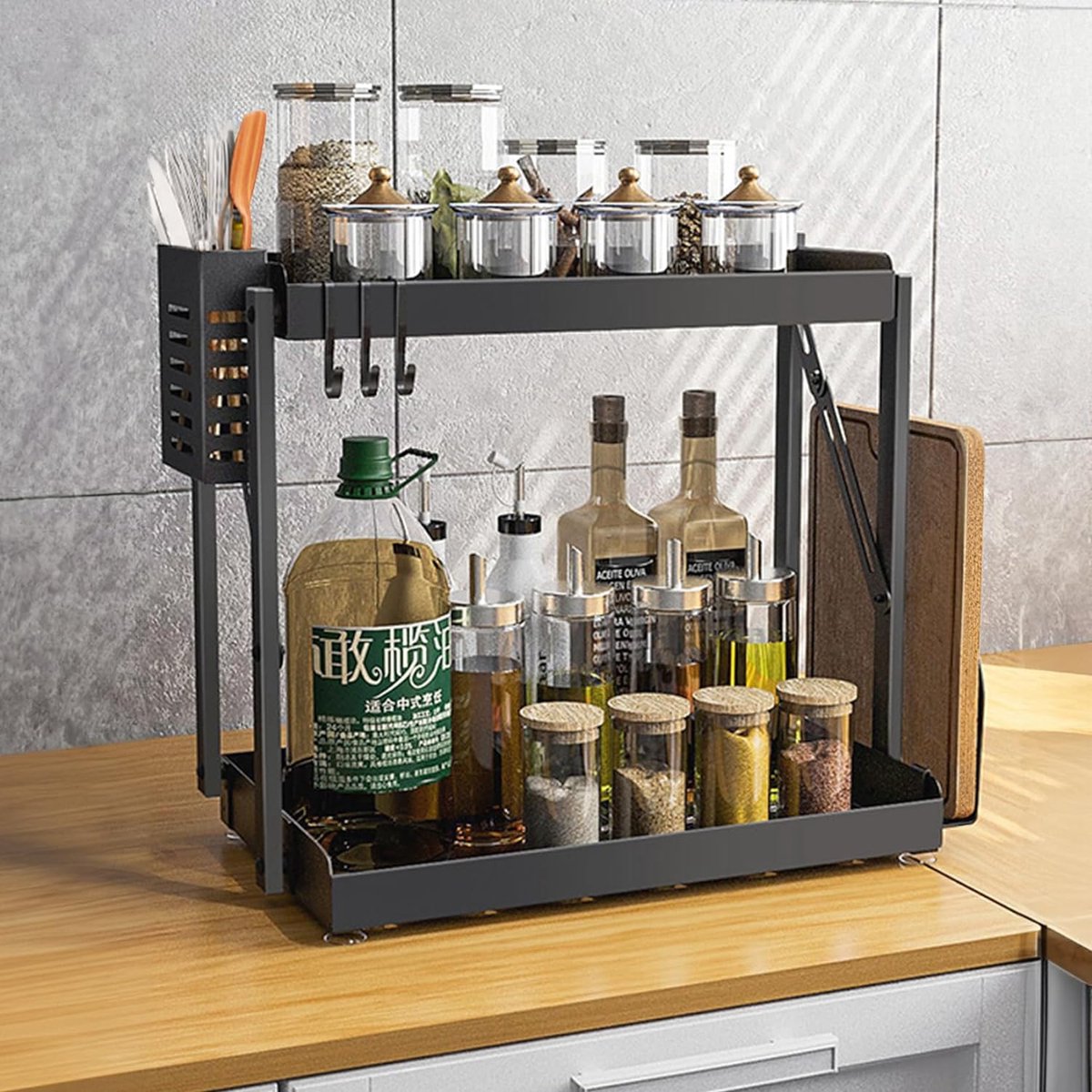 NETEL Kruidenrek, staand keuken, kruidenorganizer voor werkblad, 3