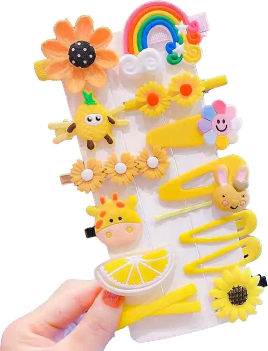 Hiden - Haarspelden Set - Haarclips - Haarspeld - Haarklemmen - Haar Accessoires - Kinderen - Set 4 - Geel