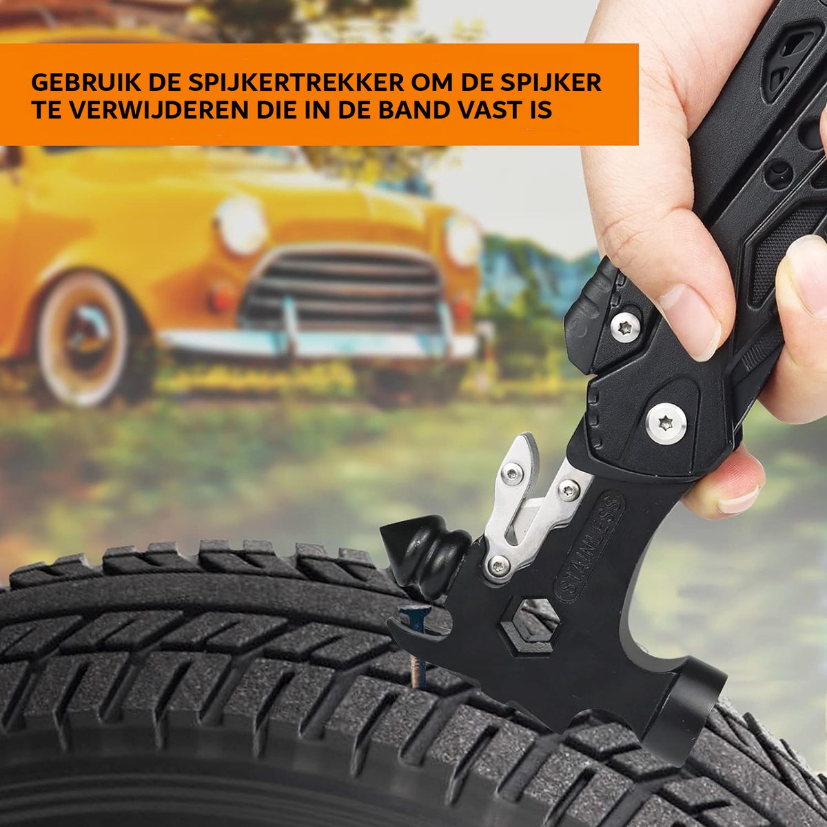 Noodhamer Auto - Hamer - 37-in-1 - Multitool Set - Nageltrekker - Kabelsnijder - Zwart