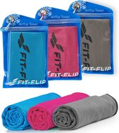 Koelhanddoek set van 3 100x30cm, microfiber sporthanddoek verkoeling, verkoelende handdoek, Airflip Cooling Towel, microvezel handdoek, kleur: blauw/roze/grijs, afmeting: 100x30cm