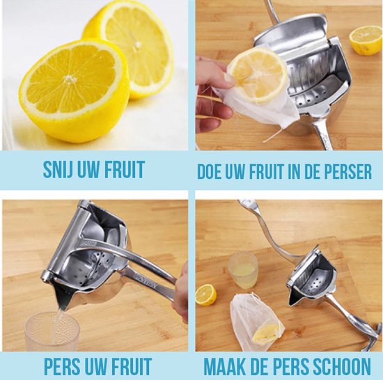 Fruitpers handmatig- Zilver- Inclusief schenkfunctie- Sinaasappelpers- Citroenpers — afbeelding 5