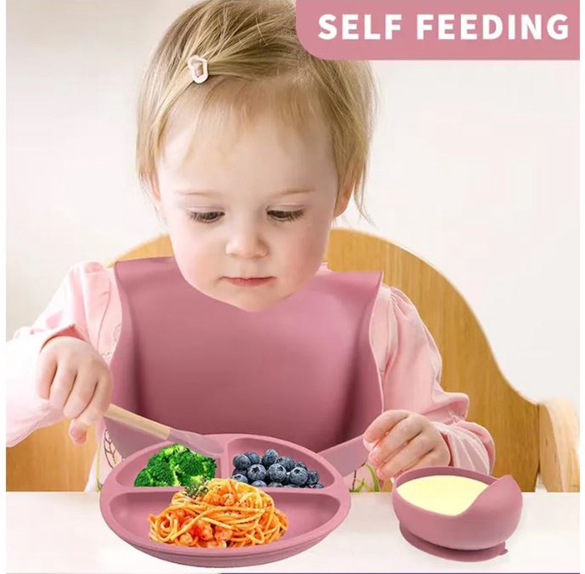 Siliconen Bord - Kinderbordjes - Baby bestek set met zuignap - Baby servies - Kinderbestek - Kinderbord - Baby Bord - Roze