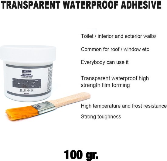 Jaysuing - invisible waterproof agent - 100 gr - Anti Lek lijm - Jaysuing