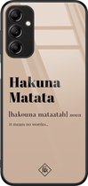 Casimoda® hoesje - Geschikt voor Samsung Galaxy A14 5G - Hakuna Matata - Luxe Hard Case Zwart - Backcover telefoonhoesje - Bruin/beige