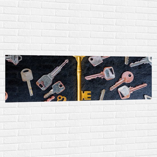 Muursticker - Verschillende Kleuren en Soorten Sleutels - 150x50 cm Foto op Muursticker