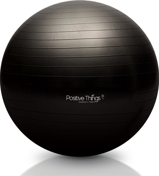 Yogabal 65cm Zwart incl Pomp - Anti-Burst Materiaal - Fitness bal - Fysiotherapie - Gym bal