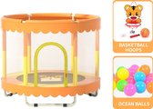 Trampoline IKIDO - avec filet de sécurité - 150cm - orange - trampoline pour enfants - speelgoed ménagers - jusqu'à 100kg