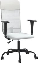 vidaXL - Kantoorstoel - verstelbare - hoogte - mesh - en - kunstleer - wit