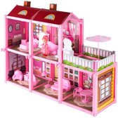 Villa Roze - Kunststof - met meubeltjes - Educatief STEM Speelgoed - Jongen en meisjes - Kinderen - 3 jaar - Gift - Cadeau