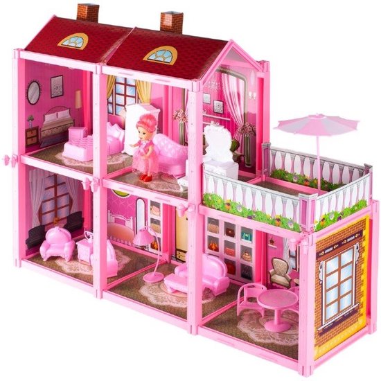 Grande maison de bricolage maison de poupée pour enfants Barbie maison lit  canapé table poupée meubles miniature maison de poupée cadeaux de Noël  enfants jouets