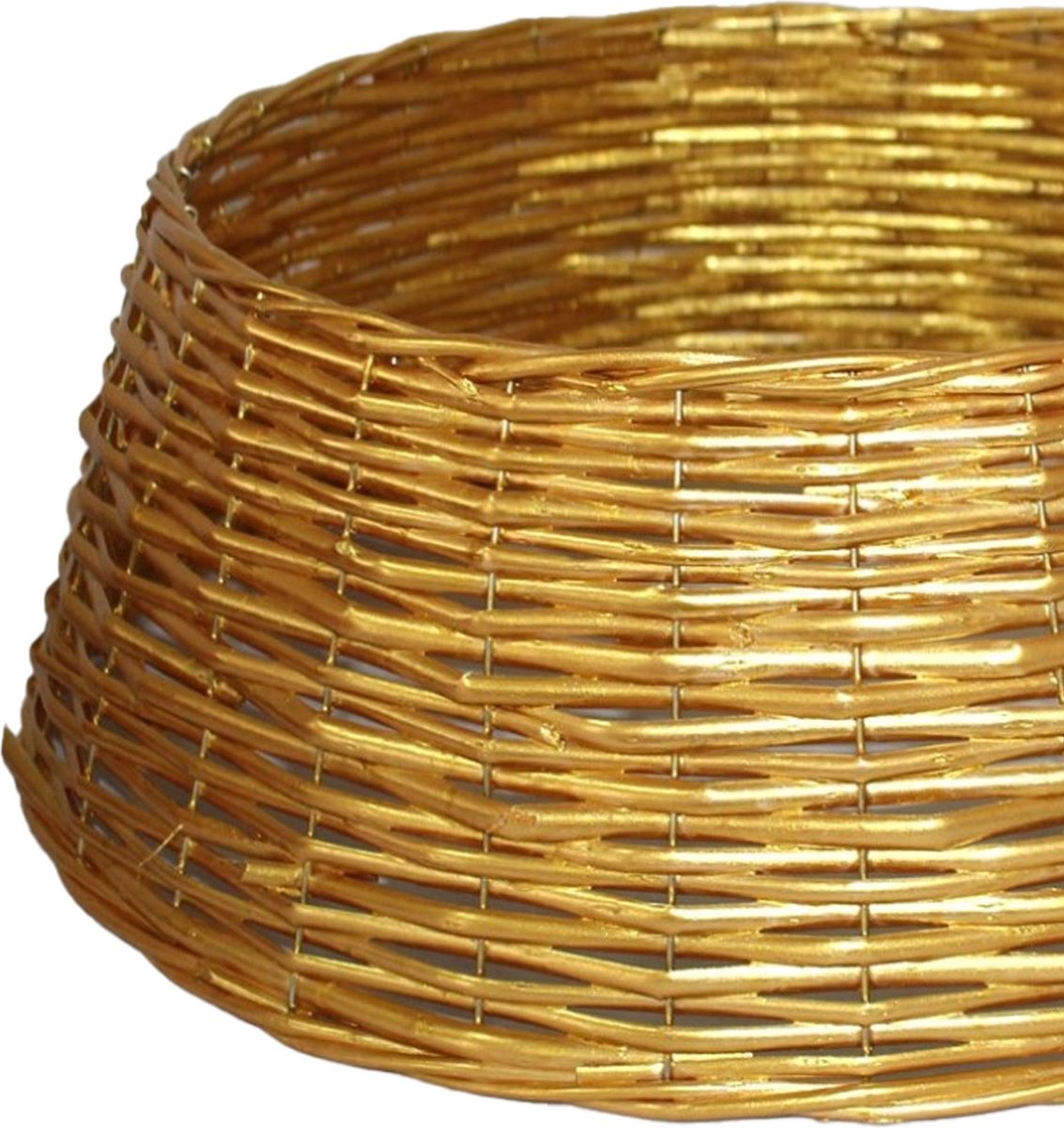 Gerim Kerstboomrok/kerstboommand - goud - gevlochten wilg - D45 cm en H20 cm - kerstboom van 180 cm – foto 2