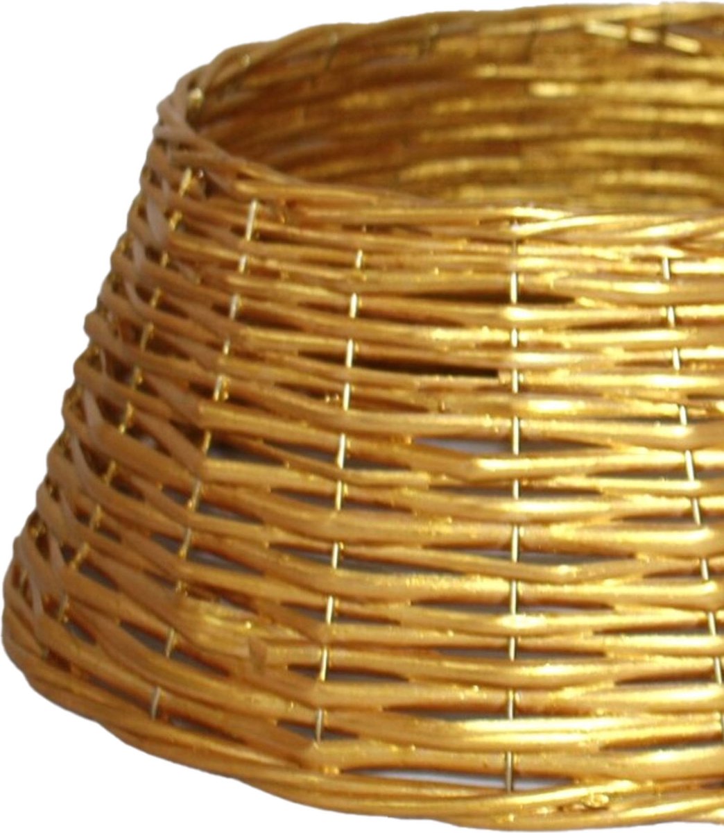Gerim Kerstboomrok/kerstboommand - goud - gevlochten wilg - 38 x 16 cm - voor kerstboom van 120 cm – foto 2