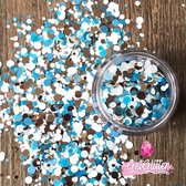 GetGlitterBaby® - Biologische / Biologisch afbreekbare Chunky Festival Mix Glitters voor Lichaam en Gezicht / Biodegradable Face Body Jewels Gouden Glitter - Goud / Blauw / Wit