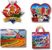 Koelkastmagneten Set: Holland & Amsterdam - Nederlands Landschap - Souvenirs - 4 stuks