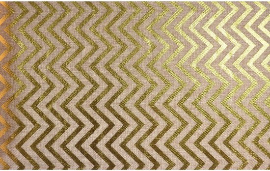 Foto: Chaks jute tafelloper 28 x 500 cm beige met gouden visgraat geborduurd tafeldecoratie versieringen