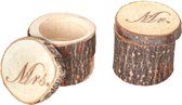 Chaks Mariage/alliances tronc d'arbre bois - MR & MRS - boîte à bagues alternative - D6 x H4 cm